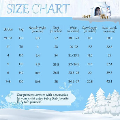 Elsa Costume for Girls 3-10 - Elsa Dress with Accessories - Princess Dress Up Clothes for Various Holiday Parties