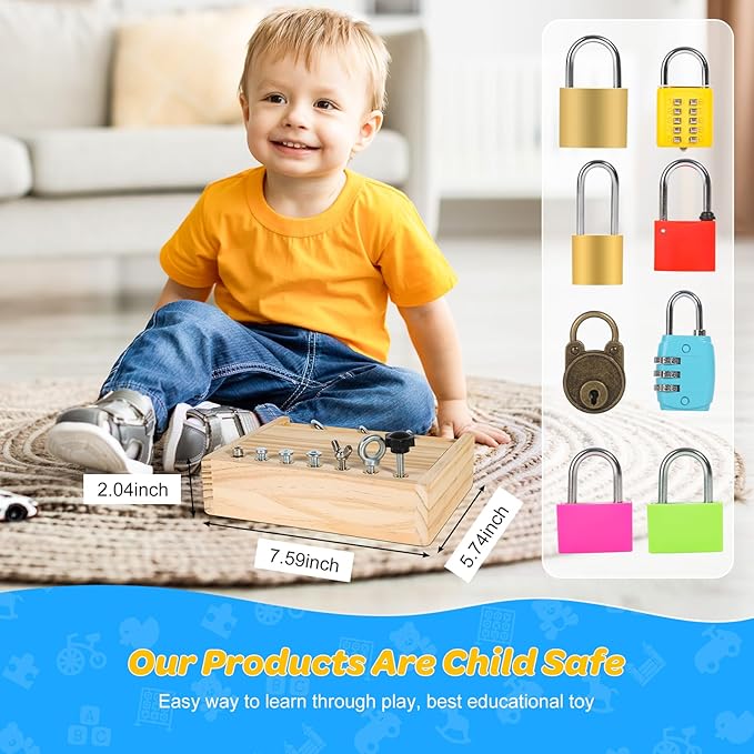 INIFEIDALA Montessori Toys for 3 4 5 Year Old,Montessori Screwdriver Board Set-Lock and Key Toy,Kids Tool Set,Preschool Learning Sensory - Fine Motor Skills - STEM Toys