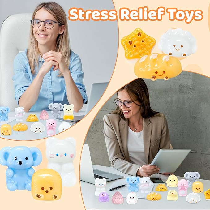 20pc Taba Squishy Toys Kit,Fidget Toys for Kids 8-12 and Adults,Taba Squishies with Keychain,Mini Squishy Stress Relief for Easter Basket Stuffers Party Favors(Random)