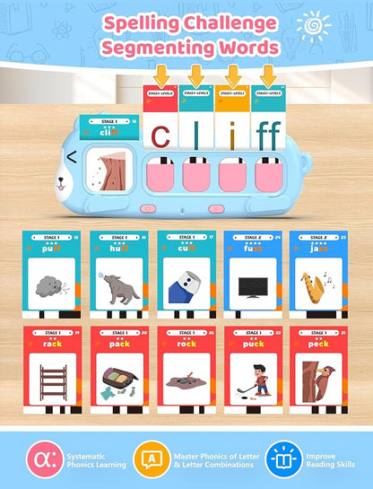 QuTZ Talking Phonics Flash Cards - Mastering Numbers, Letter Sound, Improving Reading Skills by Blending and Segmenting Words, Home School Supplies, Preschool Learning Activities for Toddlers 3-8