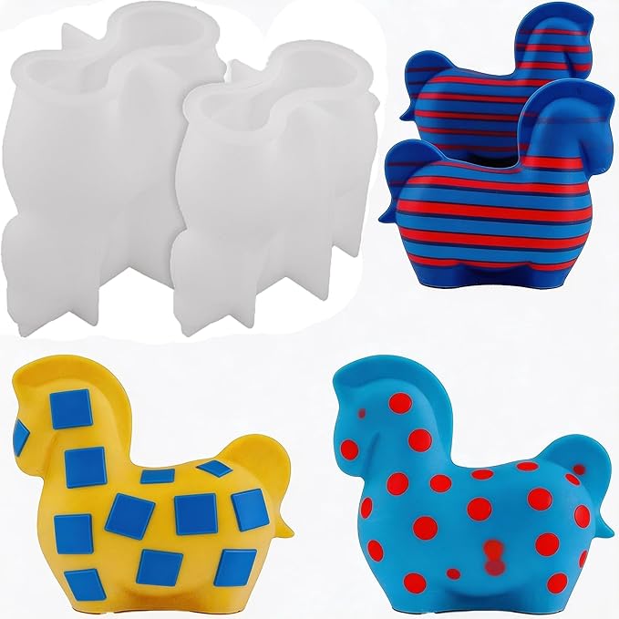 2Pcs European-Style Horse Resin Casting Silicone Molds Exquisite Pony Epoxy Molds for Plaster Cement Concrete Home Decoration Candle Making Art Crafts DIY Handmade Ornaments Party Favors