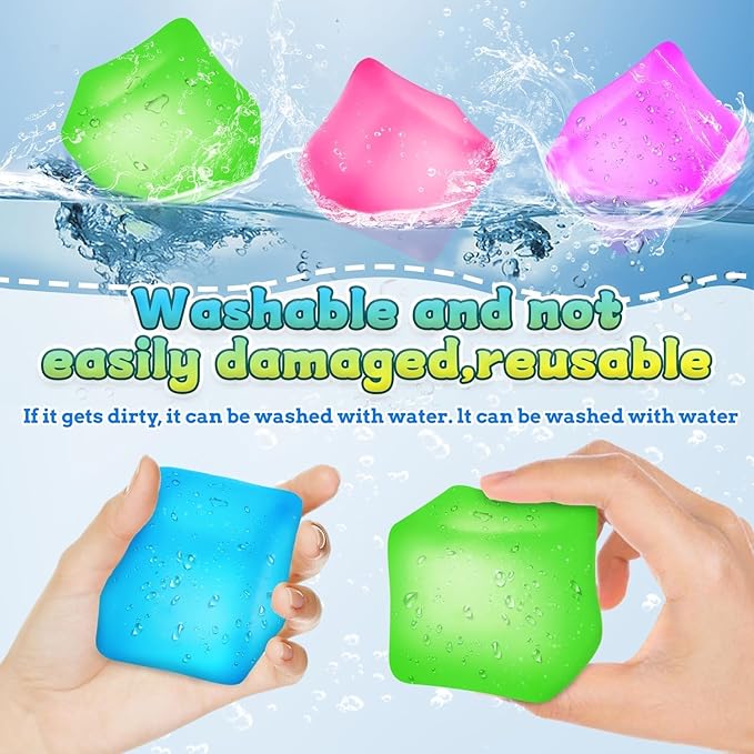 3Pcs Stress Cube Squishy Toys, Slow Rising Ice Cube Stress Balls, Sensory Fidget Toys for Anxiety Relief, Sensory Ice Cube Gel Filled Squishy Ball Toys for ADD/ADHD Kids Adults(Purple,Green,Pink)