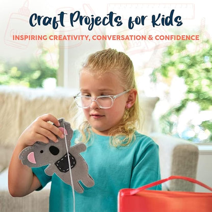 BRYTE Adventure Animals Sewing Kit for Kids: A Fun DIY Arts & Crafts Experience with 5 Pre-Cut Felt Animals, Needles, Thread & Instructions - for Kids Age 7+, Great Gift for Birthdays & Holidays