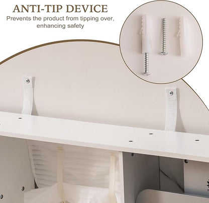 ROBUD Play Kitchen for Kids, Wooden Play Kitchen Set with Plenty of Realistic Play Features, Toy Kitchen with Ice Maker, Coffee Machine, Oven, Cabinet, Microwave, Utensils, Gift for Ages 3+, White