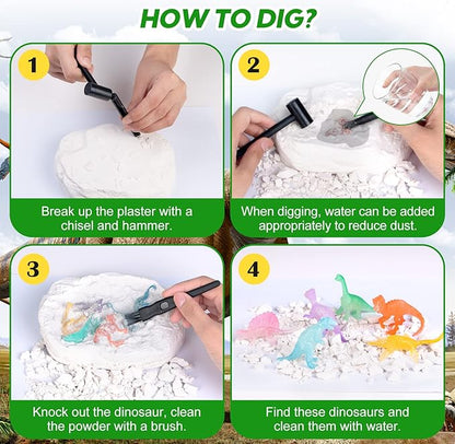 Dinosaurs Dig Kit Digging Set, Educational DIY Toys Science Kit-Dig Up Unique Real Dinosaurs, Geology Archaeology Gifts for Boys Girls Kid Toys