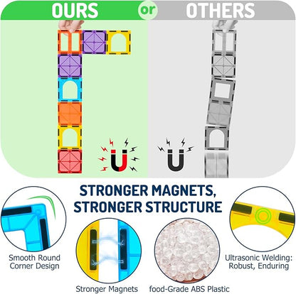 EchoPlan Magnetic Tiles,68PCS Magnetic Building Blocks,Magnet Tiles 3D Clear Building Blocks Set,STEM Sensory Educational Toys Gift for Toddlers Kids Boys 3 4 5 6 7 8 9+ Year Old