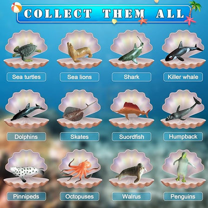 EARTH'SCODE Ocean Animals Dig Kit, Seashell Excavation Dig Bricks, Science Educational Gift for Kids