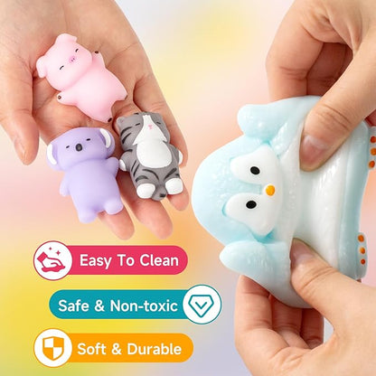 12 Pcs Taba Squishy Toys Pack Include (1 Strawberry,1 Cat Paw,1 Cookie,1 Hamster,1 Chick,1 Penguin,6 Mochi) Cute Taba Sensory Stress Relief Toys,Squishy Fidget Toys Adults,Party Favors Gifts for Kids