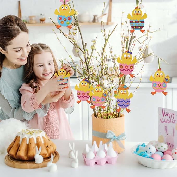 Fennoral 12 Pack Easter Craft for Kids Make You Own Easter Chick Foam Stickers Ornament DIY Easter Arts and Crafts for Preschool Easter Art Project Easter Decoration