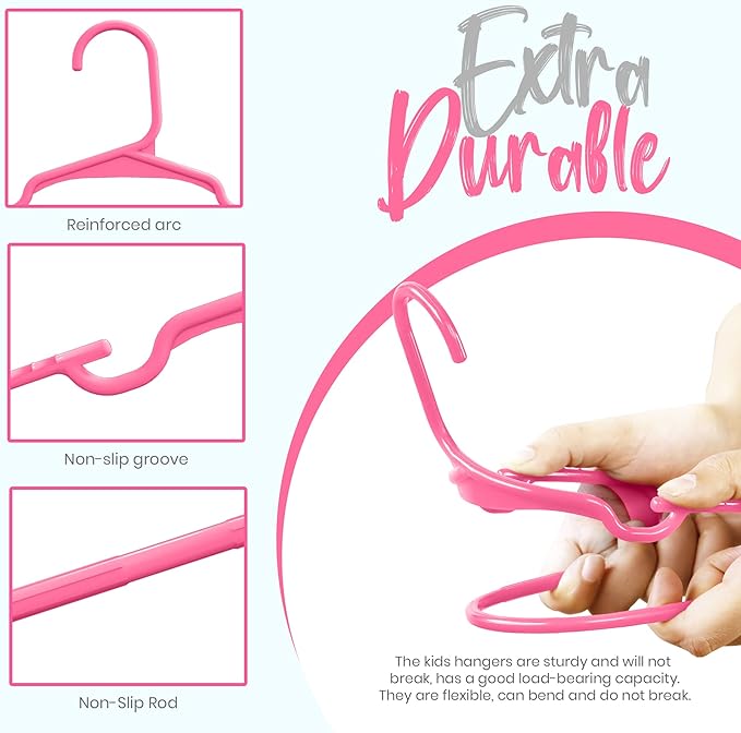 Utopia Home 160 Pack Kids Hangers - 11.5 Inch Plastic Baby Hangers for Closet - Childrens Hangers for Clothes & Infant Hangers for Closet - Ideal for Everyday Standard Use (Pink)