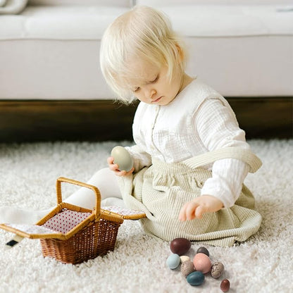 Youuys Wooden Easter Eggs Toys for Kids, Faux Easter Speckled Eggs DIY Art for Craft for Home Garden Decors, Cognitive Montessori Toy for Species Identification Early Educational Preschool Classroom
