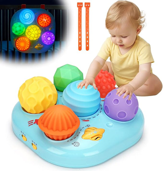 Tsomtto Baby Toys 6-12 Months, Interactive Bright Color Textured Multi Sensory Balls with Sound Effects for Toddlers 1-3, Musical Light Up Montessori Toys 1 Year Old 4 5 6 7 8 9 10 Month Old Boy Girl