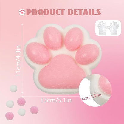 Large Cat Paw Taba Squishy Squeeze Toys 5-inch Furry Pink Cute Fufu Squishy Sensory Stress Relief Fidget Toys for Party Favors Sensory Anxiety Toys for Adults (Plush Pink)