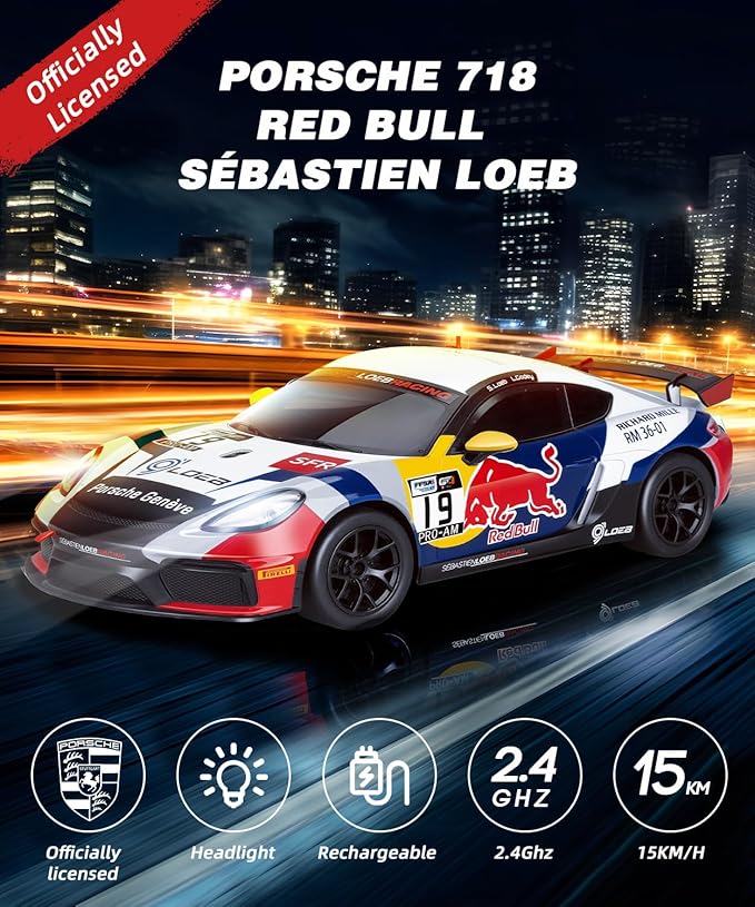 Porsche Remote Control Car, Officially Licensed Porsche 718 Cayman GT4 Toy Car 1:14 Red Bull Porsche RC Car Birthday Gift for Boys,Girls,Teens and Adults
