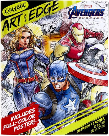 Crayola Art With Edge Marvel Avengers Coloring Pages (28pgs), Superhero Coloring, Adult Coloring Pages, 8"x10", Gift for Teens
