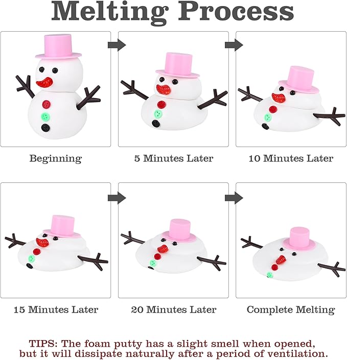 Aneco 10 Pack Christmas Melting Snowman DIY Craft Kit Build Snowman Toys Foam Putty Snowman Making Decorating Kit Xmas Gift for Kids Christmas Stocking Stuffers and Winter Party Supplies