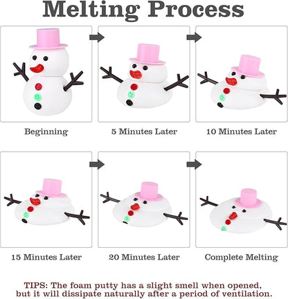 Aneco 10 Pack Christmas Melting Snowman DIY Craft Kit Build Snowman Toys Foam Putty Snowman Making Decorating Kit Xmas Gift for Kids Christmas Stocking Stuffers and Winter Party Supplies