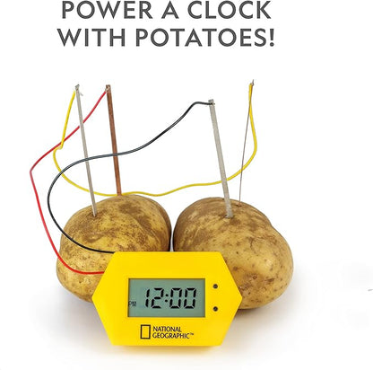 NATIONAL GEOGRAPHIC Battery Making Kit - Potato Clock and Penny Powered Flashlight Science Kit, 2 Electricity STEM Projects for Kids, Electrical Circuit Toy for Boys and Girls (Amazon Exclusive)