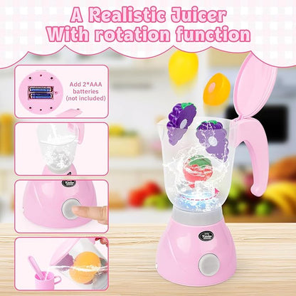 deAO Kids Kitchen Playset,28 PCS Kitchen Appliances Toys with Blender,Mixer and Toaster with Realistic Light and Sounds,Pretend Play Toy for Kids Ages 3 4 5