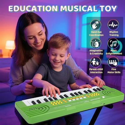 Upgraded Piano Keyboard Kids Toy for Toddlers 37 Key Electric Pianos with Microphone Toys for 3 4 5 6 7 Year Old Girls Boys Birthday Gifts (Green)