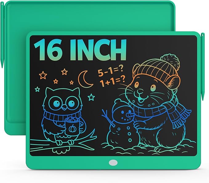 Bravokids 16 Inch LCD Writing Tablet for 3-8 Year Olds - Electronic Drawing Pad and Doodle Board as Educational Birthday Gifts for Girls and Boys (Green)