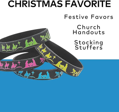 Fun Express Nativity Silhouette Rubber Bracelets, 100 Pieces