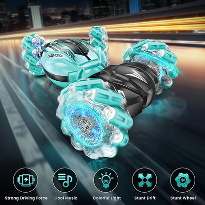 Gesture Sensing Stunt RC Car - Remote Control Gesture Sensor Toy Cars for 7 8 9 10 11 12 Year Boys 2.4GHz 4WD - Double Sided Rotating Off Road Vehicle Kids Birthday