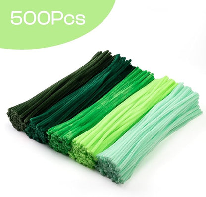 Caydo 500 Pieces Green Pipe Cleaners, Chenille Stems, Pipe Cleaner Crafts for DIY Art and Craft Projects Creative Gift Party Decorations