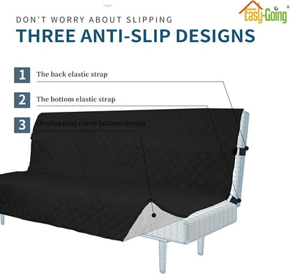 Easy-Going Sofa Slipcover Futon Cover Waterproof Couch Cover Furniture Protector Cover Pets Covers Whole Fabric No Stitching Non-Slip Fabric Pets Kids Children Dog Cat (Futon, Black)