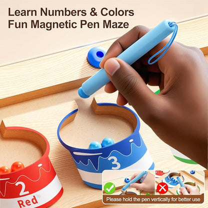 Magnetic Color and Number Maze - Montessori Puzzle Board for Toddlers Ages 3-5, Sorting & Counting Matching Games, Fine Motor Skills Toy , Wooden Preschool Learning Activities for Kids, Easter Gifts
