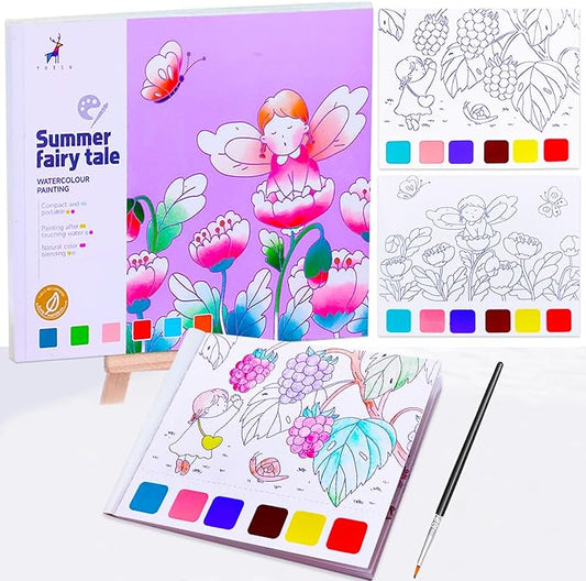 BAOXUE Water Coloring Books for Kids Ages 3 4 5 6 7 8,Pocket Watercolor Painting Book for Toddlers,Arts and Crafts for Boys Girls,Paint with Water Colors Book Kit,Kids Travel Art Set Ages 2-4