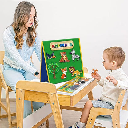 Foldable Felt Board for Toddlers Flannel Board Stories for Preschool Early Learning Interactive Storytelling Double Sided Felt Story Board Reusable Felt Play Boards for Kid (13 * 12)