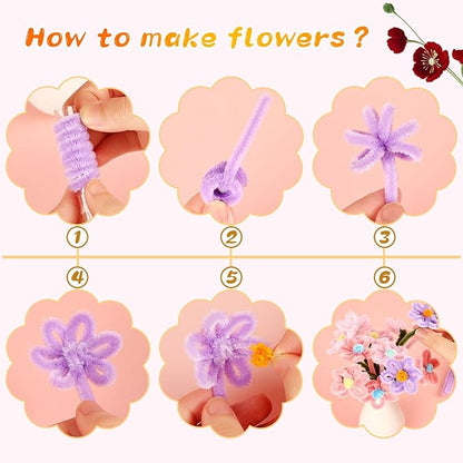 Pipe Cleaners Craft, 100Pcs Pipe Cleaners Supplies for Flower Making, Chenille Stems Pipe Cleaners for Festivals DIY Hand Arts Decorations Making/Light Pink