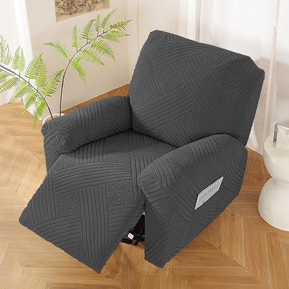NORTHERN BROTHERS Oversized Recliner Cover - Lazy Boy Recliner Covers That Stay in Place, 4 Pieces Large Recliner Chair Covers 1 Seater, Dark Gray