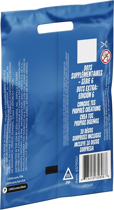 LEGO DOTS Extra DOTS – Series 6 41946 Craft Decoration Kit; Decorating Tiles That Make a for Ages 6+ (118 Pieces)