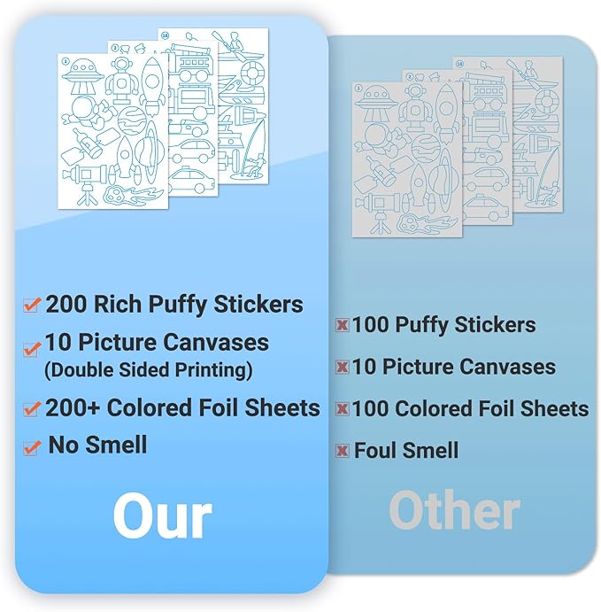 SOOVSY 200 Sheets Space Vehicles Foil Art Fun Kit for Kids, Foil Art for Kids, No Mess Art Crafts Kit DIY Creative Activity Birthday Gift Children Travel Toys for 4 5 6 7 8 9 Years Old Girls Boys