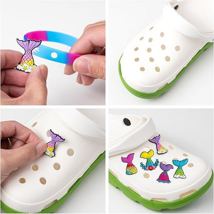 Mermaid Party Favors 30 Pcs Silicone Wristband Slap Bracelets Goody Bag Favors for Boys Girls Mermaid Birthday Party Under The Sea Themed Baby Shower Supplies