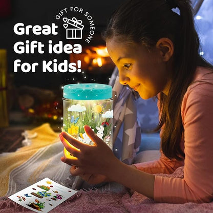 Rabbit Light Up Terrarium Kit for Kids,Bunny Gardening Kit for Boys and Girls,DIY Creative Educational Toy, Arts Crafts Activity,Birthday Easter for Ages 4 5 6 7 8-12