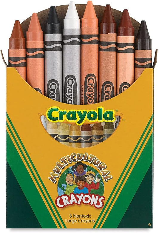 Crayola Multi-Cultural Crayons, Large, 7/16 x 4 Inches, Assorted Skin Tone Colors, Pack of 8