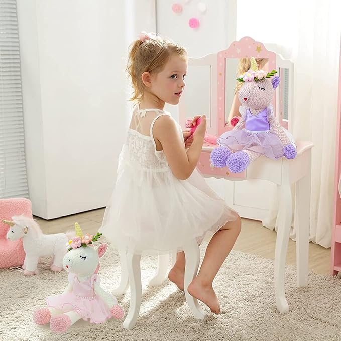 Unicorn Stuffed Animals Plush Ballerina Baby Doll, Unicorn Toys for Girls Age 4-6, Stuffed Animals for Girls 4 Year Old Girl Birthday Gifts Unicorn Decorations for Girls Toys 4-5(Pink)