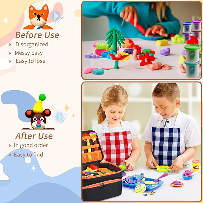 Hard Travel Case for Play-Doh Modeling Compound, Playdoh Set Storage Bag Carrying Case for Playdough Dough Tool Kit Organizer Container, Bag Only