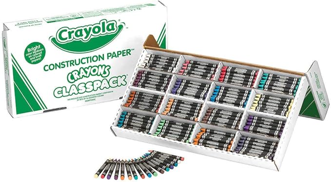 Crayola Construction Paper Crayons, Wax, 25 Sets of 16 Colors, 400/Box, Sold as 400 Each