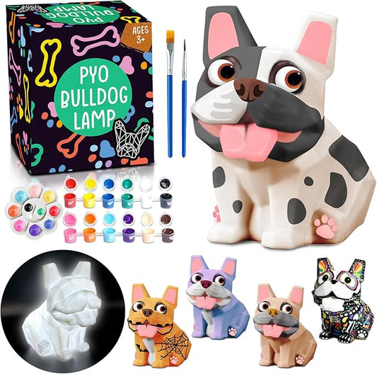 FUNZBO Paint Your Own Dog French Bulldog Lamp Kit - Arts and Crafts Supplies Puppy Painting Kits for Kids Teens Adults, DIY Night Light Toys for Toddlers Girls Boys Birthday Easter Holiday Gifts