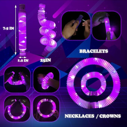 Glow Party Favors Supplies for Kids,12 PCS Purple Light Up Glow Sticks Valentines Day Necklaces Bracelets Accessories for Toddlers,Glow Birthday Wedding Dance Mardi Gras Party Decorations for Boy Girl