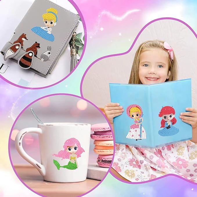 5D Diamond Craft Kits Stickers for Kids,Gem Kids' Paint by Number Kits Mosaic Sticker - Best Gifts for Girls Over Ages 6+ Easy for Kids Beginners