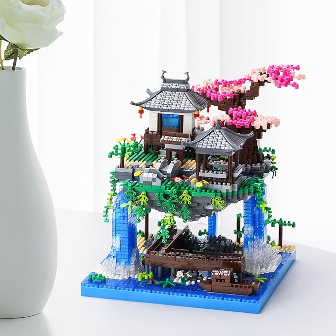 Cherry Blossom Bonsai Tree House Building Block Sets 3320PCS Chinese Architecture of Peach Blossom Micro Mini Building Set Toy Gift for Kids Adults