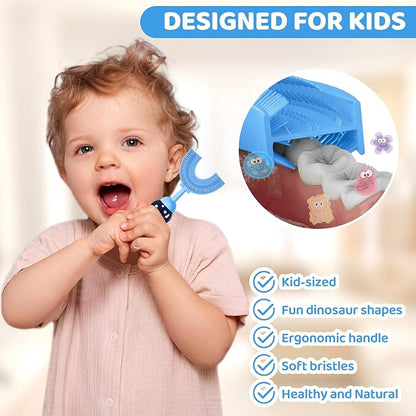 Toddler U-Shaped Toothbrush for 2-6 Years, Training Toothbrush, Kids Toothbrush, Food Grade Soft Silicone Brush Head, 360° Oral Teeth Cleaning Design for Kids, U-Shape Toothbrush for Kids (Blue)