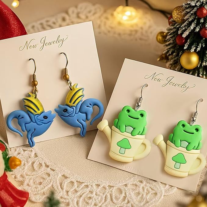 8 Pack Easter Polymer Clay Cutters - Keychain Clay Cutters-Eagle/Cat Head/Party Cat/Dragon/Frog Shapes, Polymer Clay Molds for Earrings & Jewelry Making Supplies-Mother‘s Day Gift