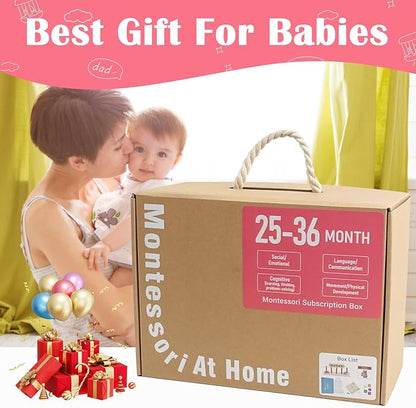 Montessori Toys for1 Year Old，25-36 Months, 5 in 1 Learning Educational Set Wooden Toys (Includes Guess who I am,Lacing, Baking Set, Land and Sky Two-Part Puzzle Board,Ring Slide)