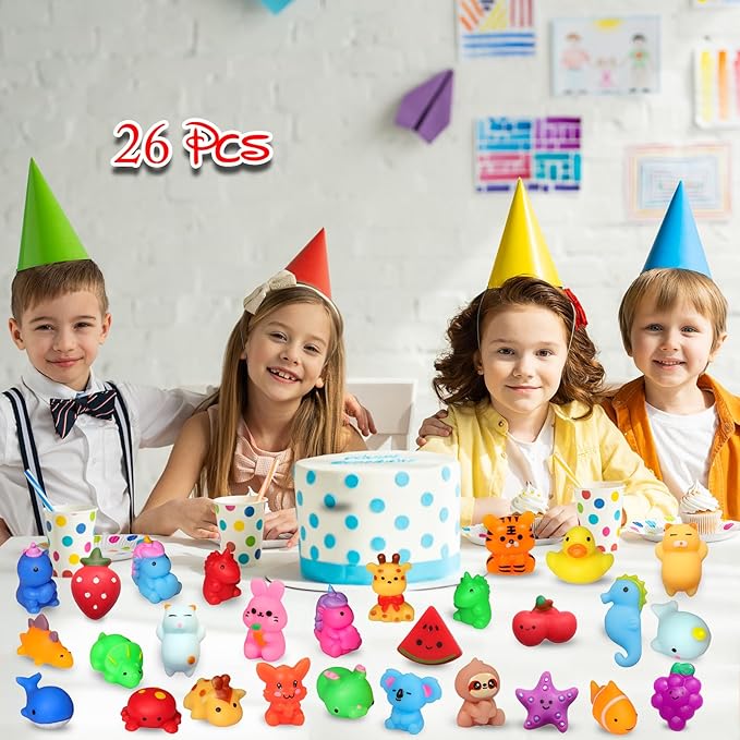 nobasco Squishies, 26 Pack Mochi Squishy Toys - Kawaii Cat Squishys Slow Rising Animals - Party Favors, Goodie Bag, Birthday Gifts, Mini Squishies Stress Reliever Toy